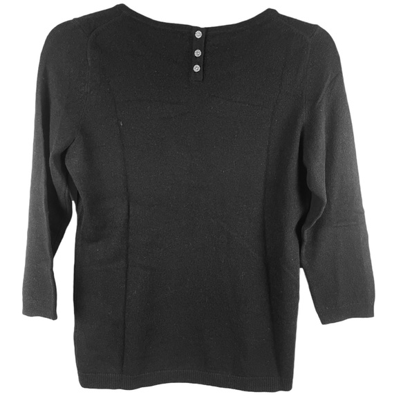 TALBOTS CASHMERE 3/4 SLEEVE SWEATER | Small | Black - Picture 2 of 5
